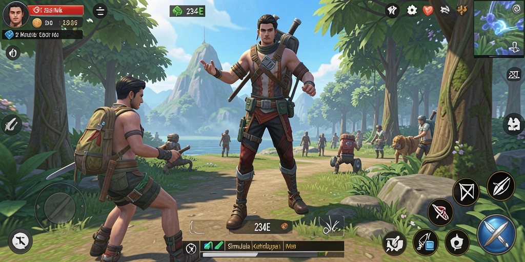 Tampilan gameplay menarik dalam 234E yang menunjukkan interaksi karakter.