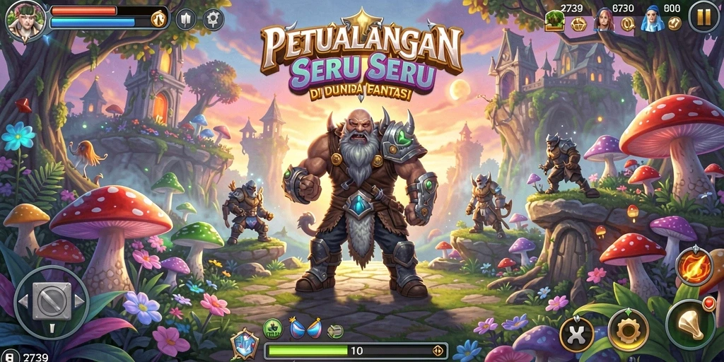 Screenshot utama menunjukkan aksi petualangan seru dalam 2739.