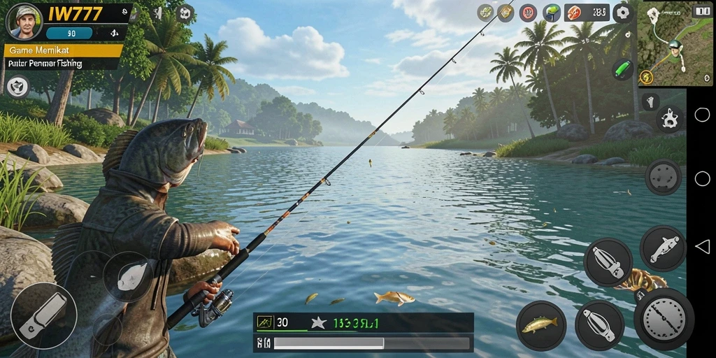 Tampilan gameplay IW777 dengan pengalaman memancing yang mendebarkan.
