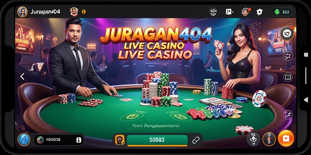 Tampilan gameplay JURAGAN404 dengan dealer profesional dan interaksi nyata.