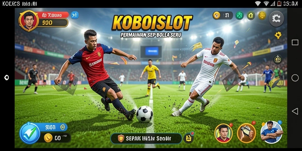 Tampilan gameplay KOBOISLOT yang memukau dengan aksi sepak bola seru.