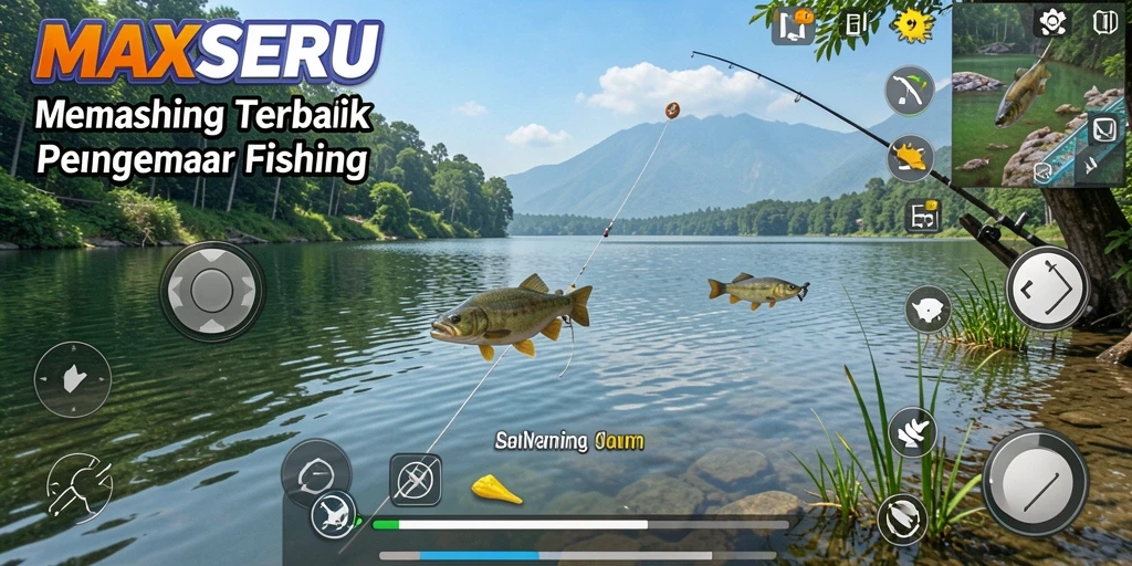 Gameplay <strong>MAXSERU</strong> yang seru dengan pengalaman memancing yang nyata.