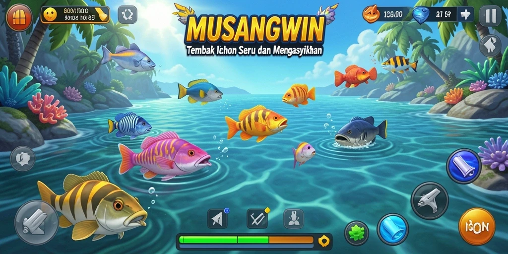 Screenshot gameplay Tembak Ikan MUSANGWIN yang seru dan menantang.