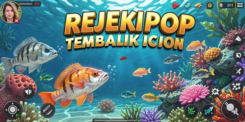 Tampilan gameplay seru dalam REJEKIPOP saat memburu ikan.