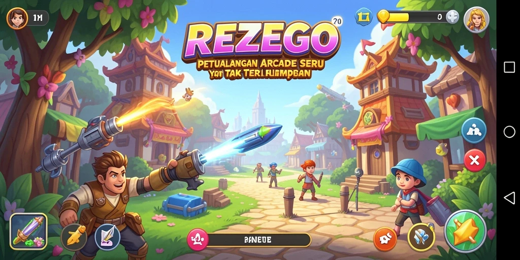 Screenshot gameplay REZEGO menampilkan aksi arcade yang seru.