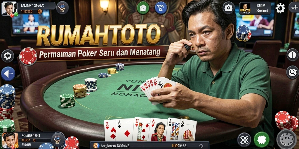 Tampilan gameplay Poker RUMAHTOTO yang menegangkan dan seru.