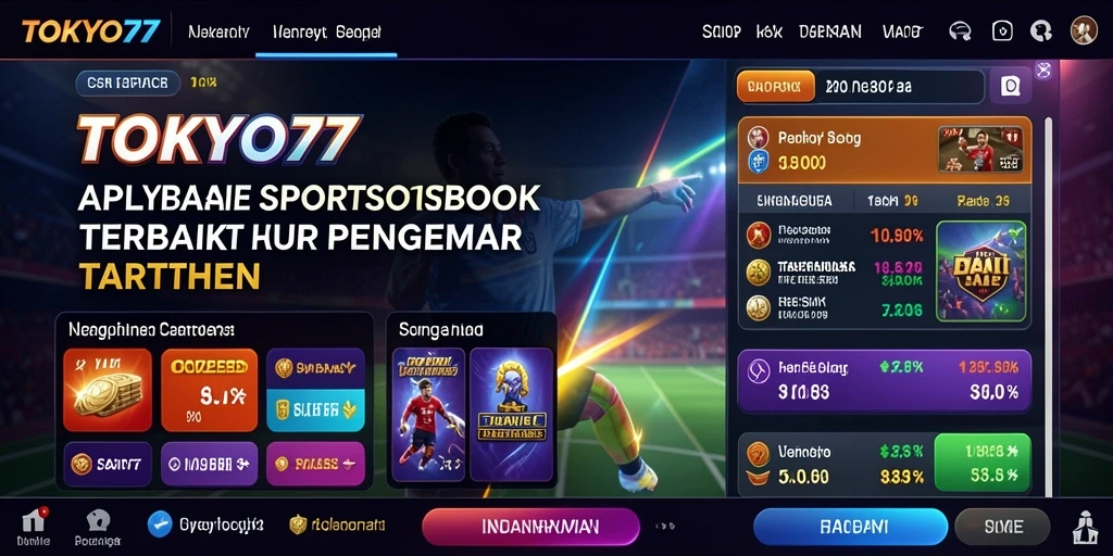 Tampilan antarmuka menarik dari gameplay TOKYO77 yang menampilkan taruhan olahraga.