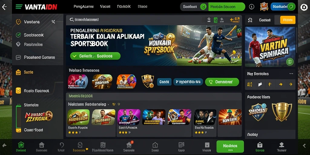 Screenshot VANTAIDN menampilkan antarmuka taruhan olahraga yang menarik.